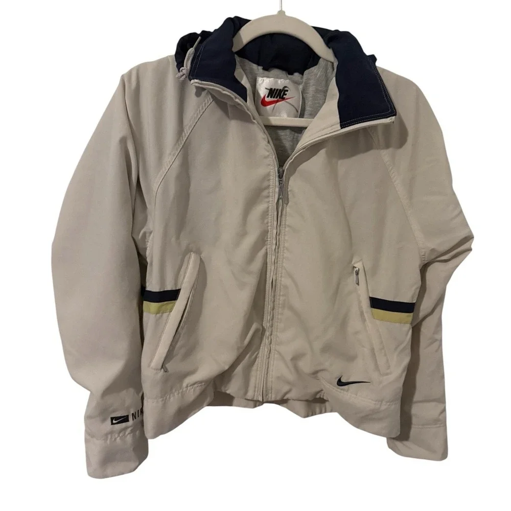 Nike F8 FGE Vintage Women's 90's Full Zip Track Hooded Windrunner Jacket Cream